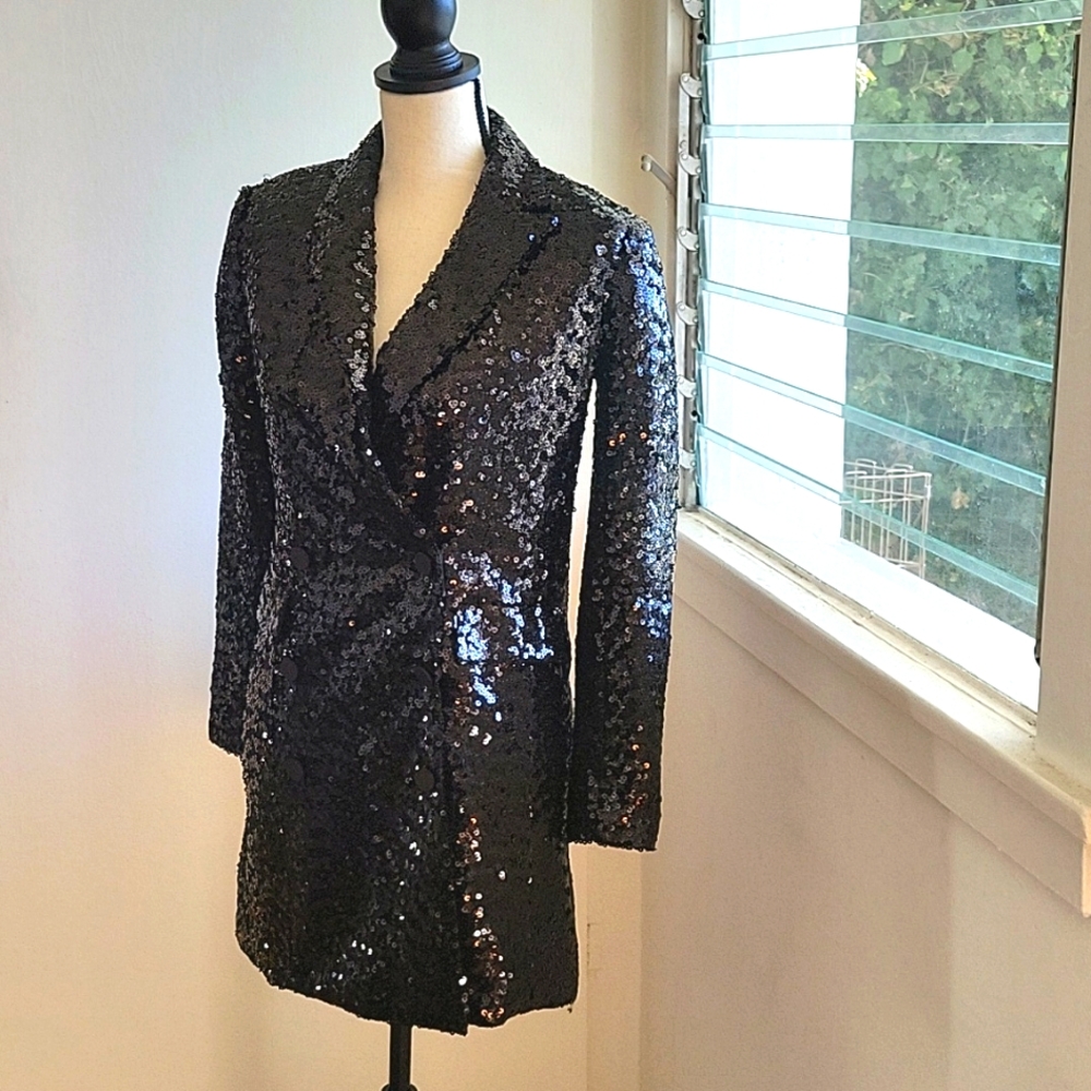 Steve Madden Black Sequins Mini Dress